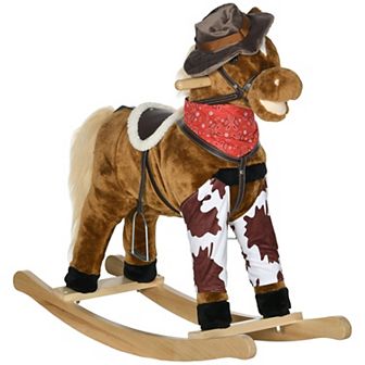 Baby Rocking Horse, Large Riding Horse W/ Realistic Sound, Saddle