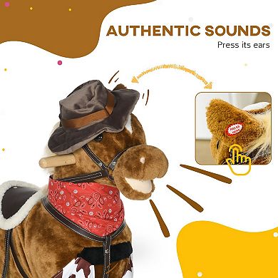 Baby Rocking Horse, Large Riding Horse W/ Realistic Sound, Saddle