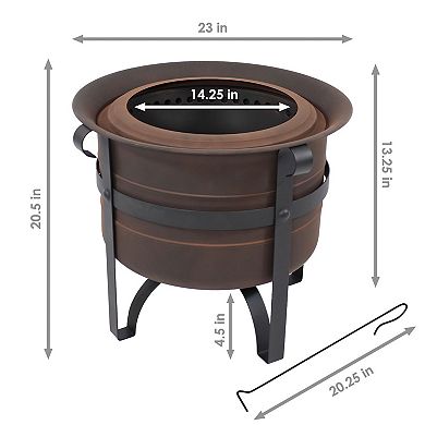 Sunnydaze Steel Cauldron-style Smokeless Fire Pit With Poker
