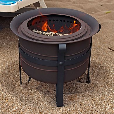 Sunnydaze Steel Cauldron-style Smokeless Fire Pit With Poker