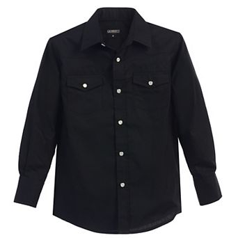 Gioberti Boy's Casual Western Solid Long Sleeve Shirt With Pearl Snaps