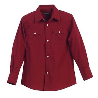Gioberti Boy's Casual Western Solid Long Sleeve Shirt With Pearl Snaps