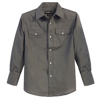 Gioberti Boy's Casual Western Solid Long Sleeve Shirt With Pearl Snaps