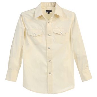 Gioberti Boy's Casual Western Solid Long Sleeve Shirt With Pearl Snaps