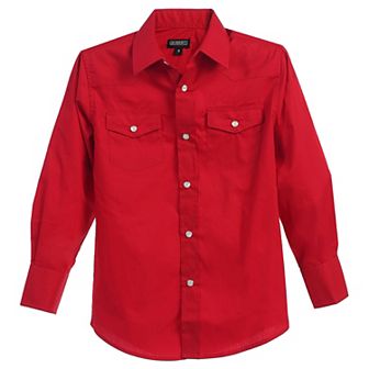 Gioberti Boy's Casual Western Solid Long Sleeve Shirt With Pearl Snaps