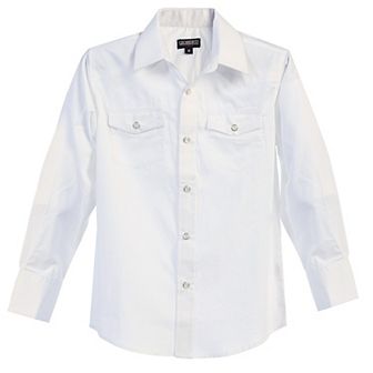 Gioberti Boy's Casual Western Solid Long Sleeve Shirt With Pearl Snaps