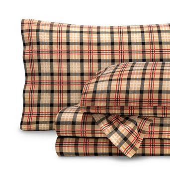 Bare Home 100% Cotton Plaid Flannel Sheet Set