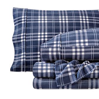Plaid Cotton Flannel Sheet Set