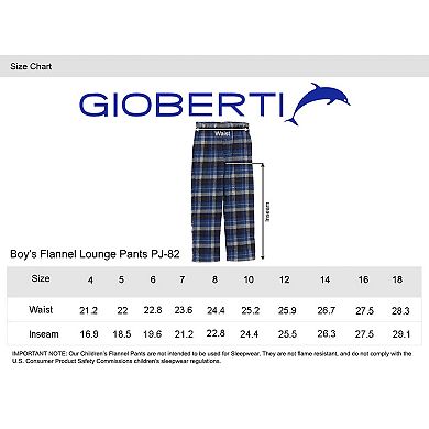 Gioberti Boy's Flannel Lounge Pajama Pants - Yarn Dye Brushed With Elastic Waist