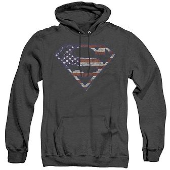 Superman War-torn Flag Adult Heather Hoodie