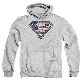 Superman War-torn Flag Adult Pull Over Hoodie