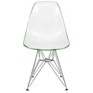 LeisureMod Cresco Modern Acrylic Dining Chair Eiffel Chrome Base Accent Chair, Set of 2