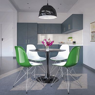 LeisureMod Cresco Modern Acrylic Dining Chair Eiffel Chrome Base Accent Chair, Set of 2