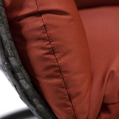 LeisureMod Charcoal Wicker Hanging Egg Swing Chair