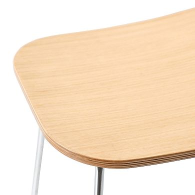 LeisureMod Melrose Modern Wood Counter Stool With Chrome Frame