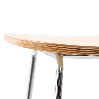 LeisureMod Melrose Modern Wood Counter Stool With Chrome Frame