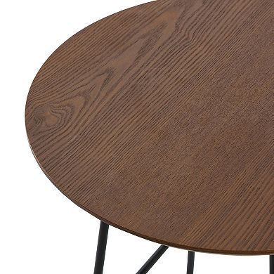 LeisureMod Rossmore Modern Round Side Table With Black Steel Frame