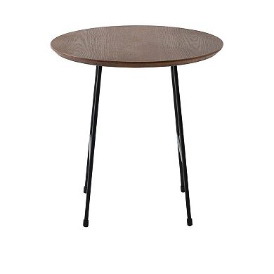 LeisureMod Rossmore Modern Round Side Table With Black Steel Frame