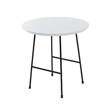 LeisureMod Rossmore Modern Round Side Table With Black Steel Frame