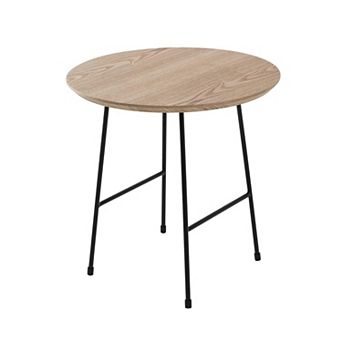 LeisureMod Rossmore Modern Round Side Table With Black Steel Frame