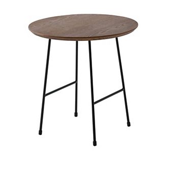 LeisureMod Rossmore Modern Round Side Table With Black Steel Frame