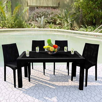 LeisureMod Mace Weave Design Outdoor Dining Table