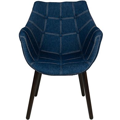 LeisureMod Milburn Tufted Denim Lounge Chair