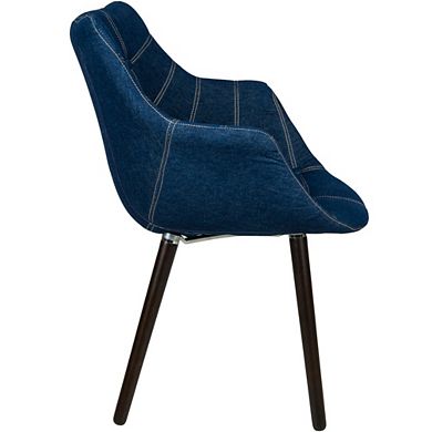 LeisureMod Milburn Tufted Denim Lounge Chair