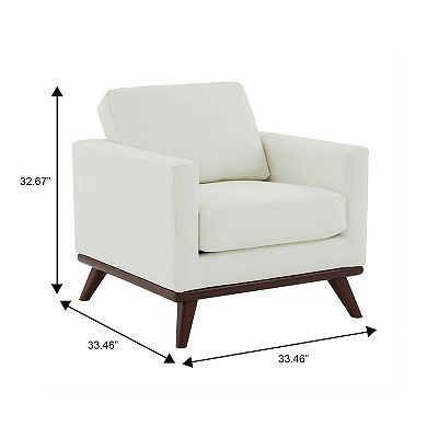 LeisureMod Chester Modern Faux Leather Accent Arm Chair with Birch Wood Legs and Square Arm Design