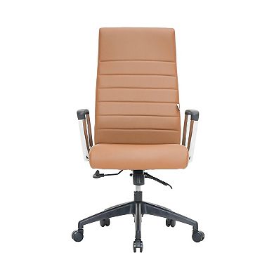 LeisureMod Hilton Modern High-Back Leather Office Chair