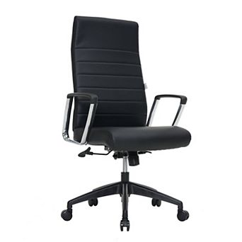 LeisureMod Hilton Modern High-Back Leather Office Chair