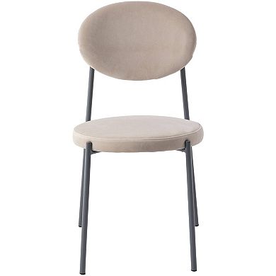 LeisureMod Euston Modern Velvet Dining Chair with Grey Steel Frame, Set of 4