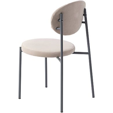 LeisureMod Euston Modern Velvet Dining Chair with Grey Steel Frame, Set of 4