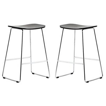 LeisureMod Melrose Modern Wood Counter Stool With Chrome Frame