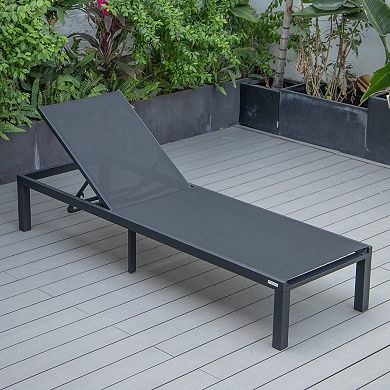 LeisureMod Marlin Patio Chaise Lounge Chair With Black Aluminum Frame