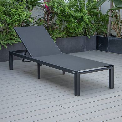 LeisureMod Marlin Patio Chaise Lounge Chair With Black Aluminum Frame