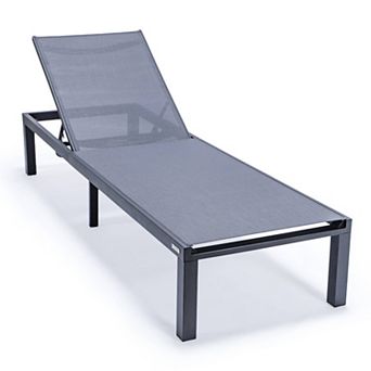 LeisureMod Marlin Patio Chaise Lounge Chair With Black Aluminum Frame