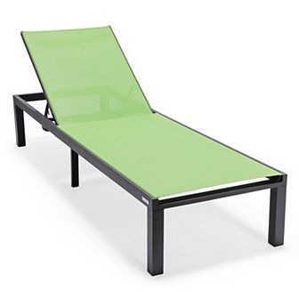LeisureMod Marlin Patio Chaise Lounge Chair With Black Aluminum Frame
