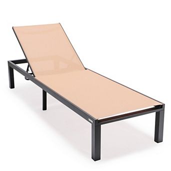 LeisureMod Marlin Patio Chaise Lounge Chair With Black Aluminum Frame