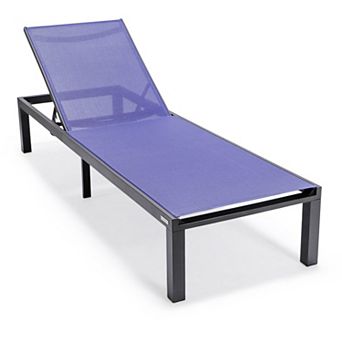 LeisureMod Marlin Patio Chaise Lounge Chair With Black Aluminum Frame
