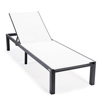 LeisureMod Marlin Patio Chaise Lounge Chair With Black Aluminum Frame
