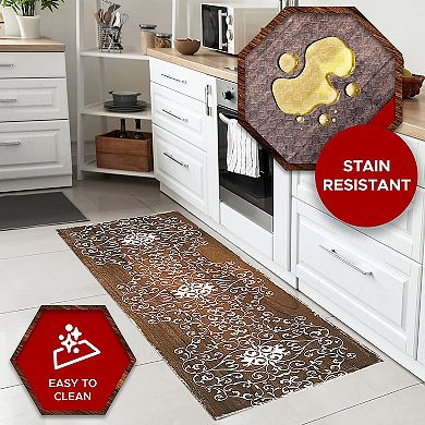 "Scroll" Oil & Stain Resistant Anti-Fatigue Kitchen Runner Mat