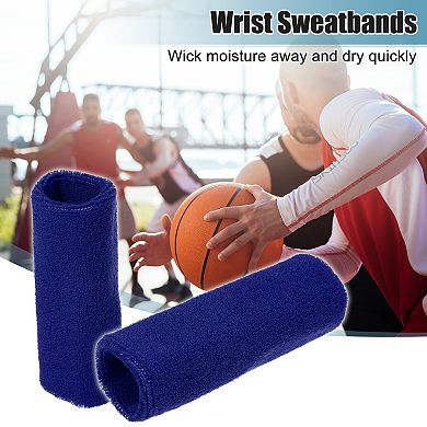 1 Pair Sweat Absorbing Wrist Sweatbands Athletic Cotton Yarn Latex