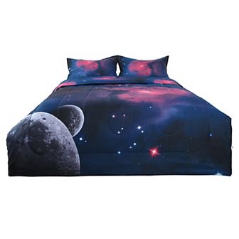 3 pc Galaxies Fuchsia Comforter All-season Down Quilted Duvet