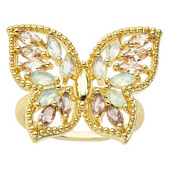 City Luxe Gold Tone Marquise Cubic Zirconia Butterfly Ring