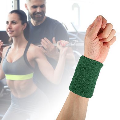 Pair Sweat Absorbing Wrist Sweatbands Athletic Cotton Terry Cloth