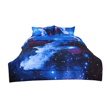 3 pc Galaxies Dark Blue Comforter All-season Down Quilted Duvet