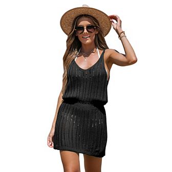 Women's Cupshe Crochet Knit V-Neck Mini Cover-Up Dress