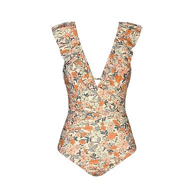 Women's Cupshe Ditsy Floral Flutter Sleeve One Piece Swimsuit