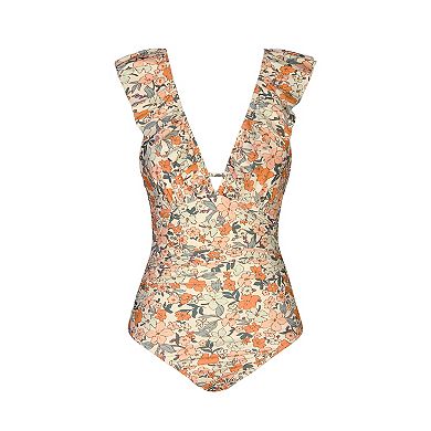 Women's CUPSHE Ditsy Floral Flutter Sleeve One Piece Swimsuit